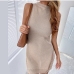 1 Pure Color Sleeveless Dual Slit Knitted Dress