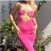 4 Sexy Hollowed Out Patchwork Pure Color Dress