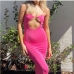 5 Sexy Hollowed Out Patchwork Pure Color Dress