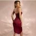4 Sexy Lace Patchwork Pure Color Ruched Dress