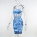7 Sexy Lace Patchwork Pure Color Ruched Dress