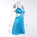 9 Sexy Pure Color Backless Halter Dress