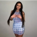 12 Sleeveless Gauze Printing Crew Neck Sheath Dress