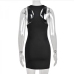 7 Summer Hot Drilling Letter Sleeveless Bodycon Dress