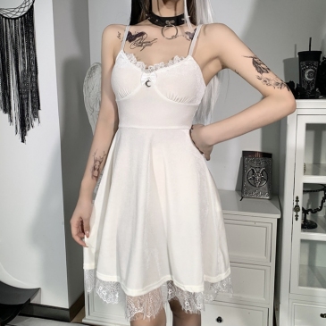  Velvet Lace Patchwork One Piece Sleeveless Dress