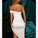 3Alluring Fishbone Satin Ruched Halter Neck Dress