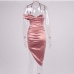 9Alluring Fishbone Satin Ruched Halter Neck Dress