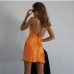 3Asymmetrical Inclined Shoulder Draped Mini Dress