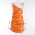 7Asymmetrical Inclined Shoulder Draped Mini Dress