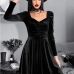 3Black Lace Trim Long Sleeve Dresses For Women