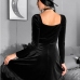 7Black Lace Trim Long Sleeve Dresses For Women