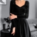 1Black Lace Trim Long Sleeve Dresses For Women