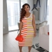 13Casual  Colorblock Stripe Sleeveless Midi Dress