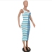 14Casual  Colorblock Stripe Sleeveless Midi Dress