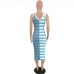 15Casual  Colorblock Stripe Sleeveless Midi Dress