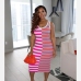 19Casual  Colorblock Stripe Sleeveless Midi Dress