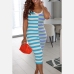 4Casual  Colorblock Stripe Sleeveless Midi Dress