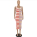 6Casual  Colorblock Stripe Sleeveless Midi Dress