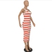 7Casual  Colorblock Stripe Sleeveless Midi Dress