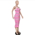 10Casual  Colorblock Stripe Sleeveless Midi Dress