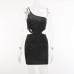 6Charming Cut Out Sleeveless One Shoulder Mini Dress