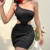 1Charming Cut Out Sleeveless One Shoulder Mini Dress
