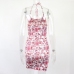 6Chic Geometric Printing  Backless Halter Neck Dress