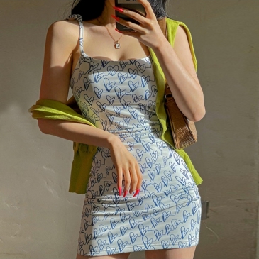 Chic Heart Pattern Spaghetti Strap Dress