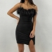 8Cocktail Faux Fur Patchwork Prom Bodycon Sleeveless Dress