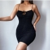 8Cocktail Solid Black Ruched Camisole Bodycon Dress