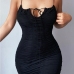 1Cocktail Solid Black Ruched Camisole Bodycon Dress
