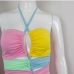 17Color Block Drawstring Halter Neck Bodycon Dress