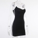 5Contrast Color Sweetheart Collar Black Sleeveless Dress
