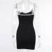 6Contrast Color Sweetheart Collar Black Sleeveless Dress