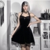 4Cool Black Velvet Halter Backless Short Dress