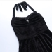 8Cool Black Velvet Halter Backless Short Dress