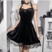 1Cool Black Velvet Halter Backless Short Dress