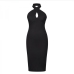 12Cross Halter Neck Solid Sleeveless Midi Dress