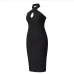 10Cross Halter Neck Solid Sleeveless Midi Dress
