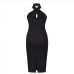 11Cross Halter Neck Solid Sleeveless Midi Dress