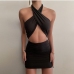 6Cross Neck  Backless Hollow Out Bodycon Dress