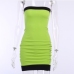 6Designer Contrast Color  Ruched Strapless Short Dress