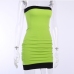 7Designer Contrast Color  Ruched Strapless Short Dress