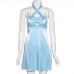 17Designer Faux Pearl  Tie-Wrap  Halter Sleeveless Dress
