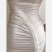 3Designer White Ruched One Shoulder Sleeveless Dress