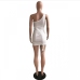 10Designer White Ruched One Shoulder Sleeveless Dress