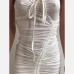 11Designer White Ruched One Shoulder Sleeveless Dress