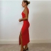 6Elegant Solid Backless Slim Slit Mid Dresses