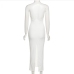 13Elegant White Spaghetti Strap  Sleeveless Midi Dress