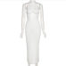 11Elegant White Spaghetti Strap  Sleeveless Midi Dress